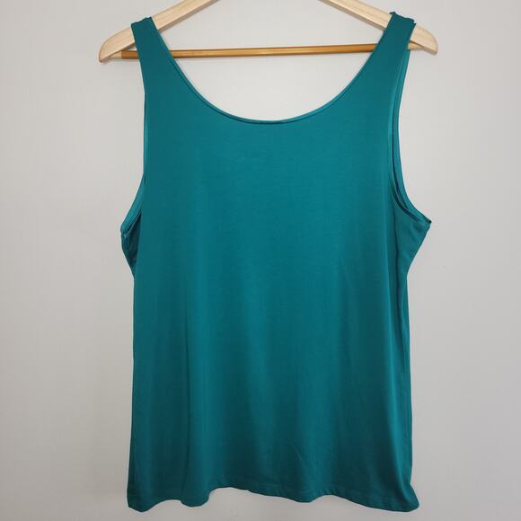 Ann Taylor Womens Cami Tank XL Green Scoop Neck Top - Picture 2 of 7